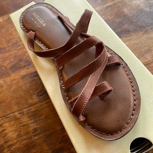 Sonoma Life Style Brown Leather Strappy Flat Sandals